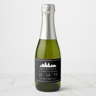Cleveland B/W   Save The Date Mini Sparkling Wine  Label