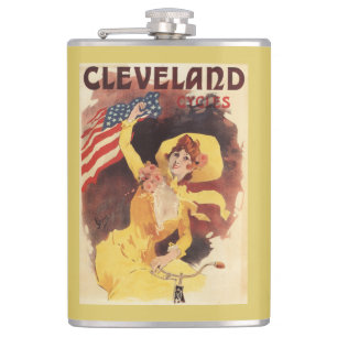 Cleveland Bicycles American Girl in Yellow Hip Flask