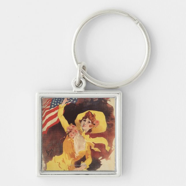Cleveland Bicycles American Girl in Yellow Key Ring (Front)