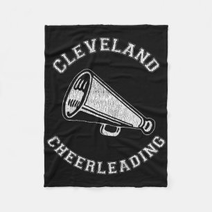 Cleveland Cheer Distressed Retro 90's Cheerleader  Fleece Blanket