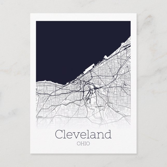 Cleveland City Map Postcard (Front)