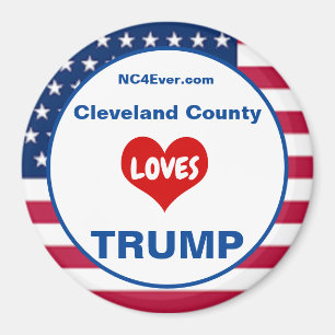 Cleveland County LOVES TRUMP Patriotic Fridge Magnet