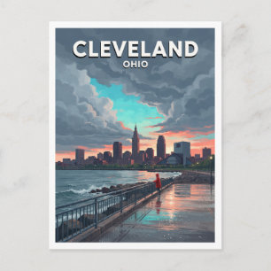 Cleveland harbour and downtown skyline Ohio Gift Postcard