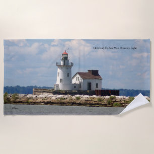 Cleveland Harbour Main Entrance Light beach towel