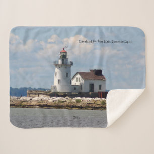 Cleveland Harbour Main Entrance Light Sherpa Blanket