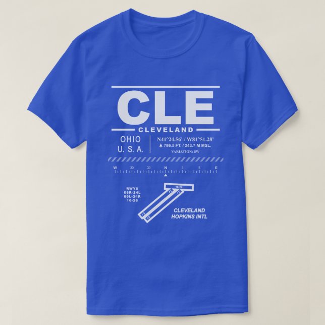 Cleveland Hopkins International Airport CLE T-Shirt (Design Front)