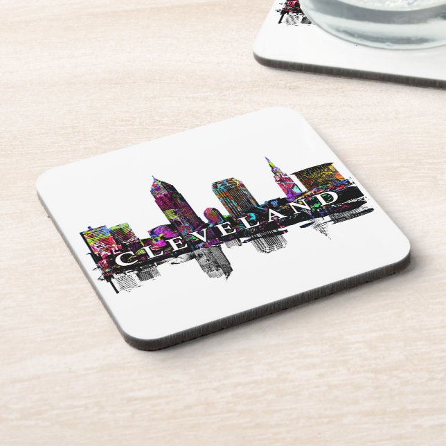 Cleveland in graffiti  Beverage Coaster (Left Side)