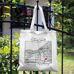 Cleveland Love Locator | City Map Wedding Welcome Tote Bag<br><div class="desc">A fun tote bag for a wedding or any other occasion taking place in the beautiful city of Cleveland, Ohio. This tote features an overhead map of the city centre inside a black-bordered box framer. On the top sits a short welcome greeting and the name of the city. On the...</div>