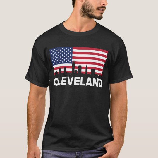Cleveland OH American Flag Skyline T-Shirt