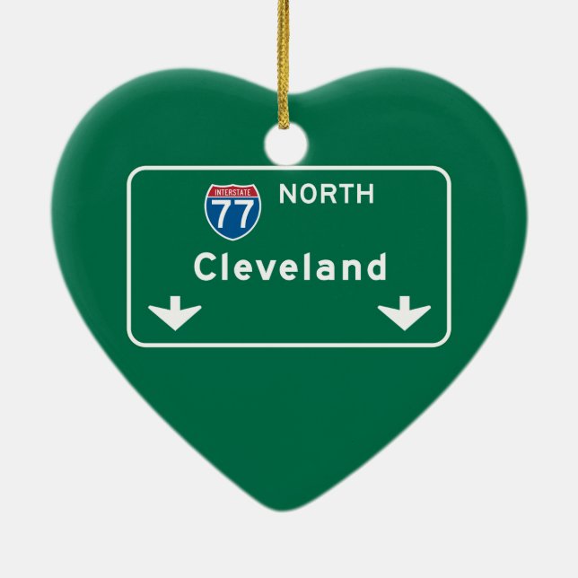 Cleveland, OH Road Sign Ceramic Tree Decoration (Back)