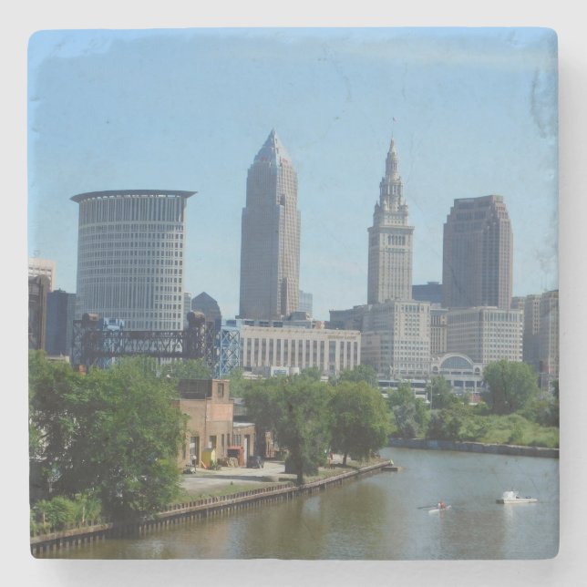 Cleveland, OH Rolling on the River Stone Coaster (Front)