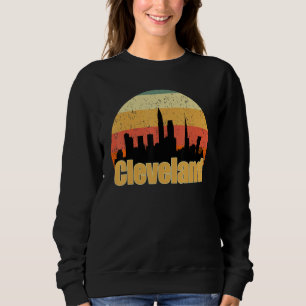 Cleveland Oh Skyline Silhouette Sunset I Love Clev Sweatshirt