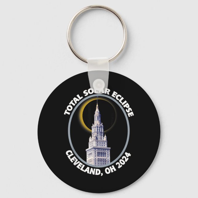 Cleveland Ohio 2024 Total Solar Eclipse Path of Key Ring (Front)