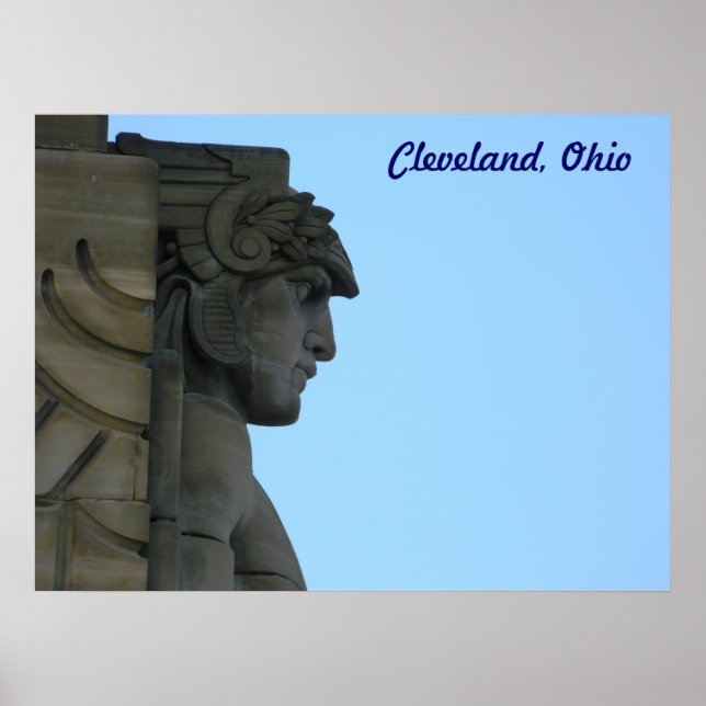 Cleveland, Ohio Art Deco Bridge Statue Poster (Front)