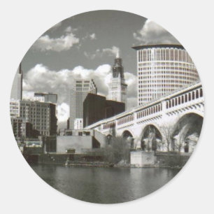 Cleveland Ohio Black and White Classic Round Sticker