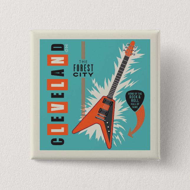 Cleveland Ohio | Electric Guitar 15 Cm Square Badge (Front)