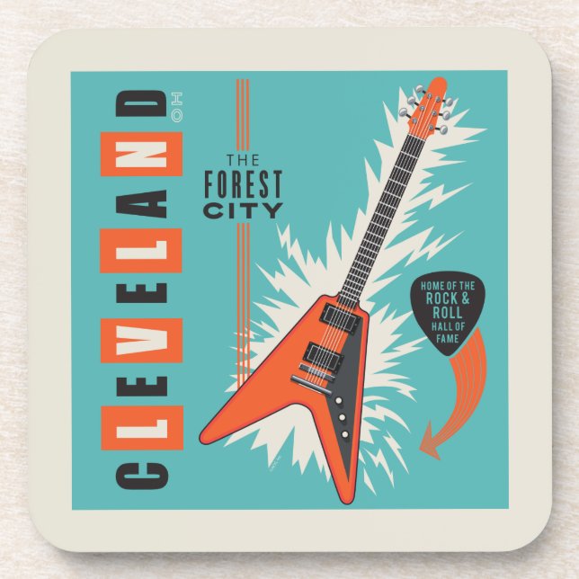 Cleveland Ohio | Electric Guitar Coaster (Front)