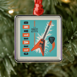 Cleveland Ohio   Electric Guitar Metal Ornament