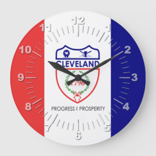 Cleveland (Ohio) flag Large Clock