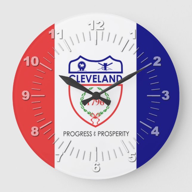 Cleveland (Ohio) flag Large Clock (Front)