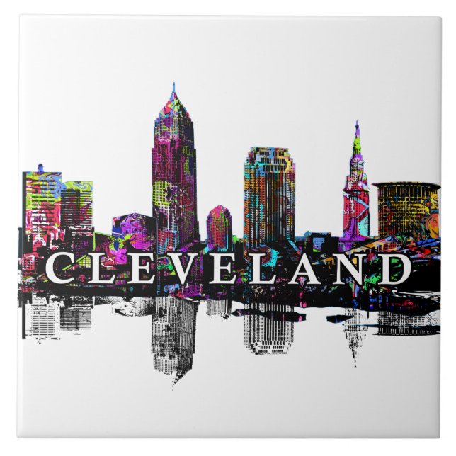 Cleveland, Ohio in graffiti Ceramic Tile (Front)
