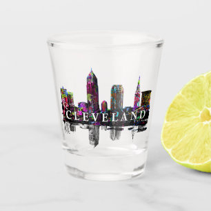 Cleveland, Ohio in graffiti  Shot Glass