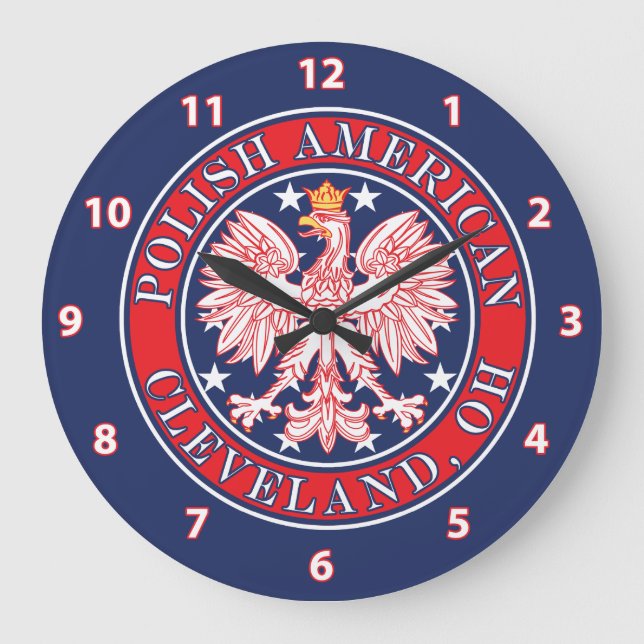 Cleveland Ohio Polish Eagle Large Clock (Front)