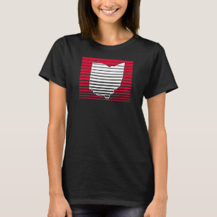 Cleveland Ohio Red and White Retro Gradient Stripe T-Shirt