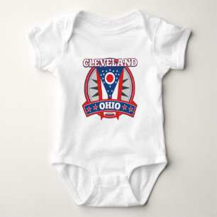 Cleveland Ohio Red White Blue Patriotic State Flag Baby Bodysuit