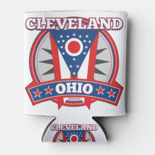 Cleveland Ohio Red White Blue Patriotic State Flag Can Cooler