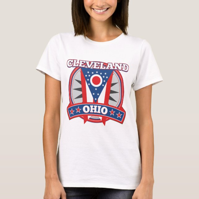 Cleveland Ohio Red White Blue Patriotic State Flag T-Shirt (Front)