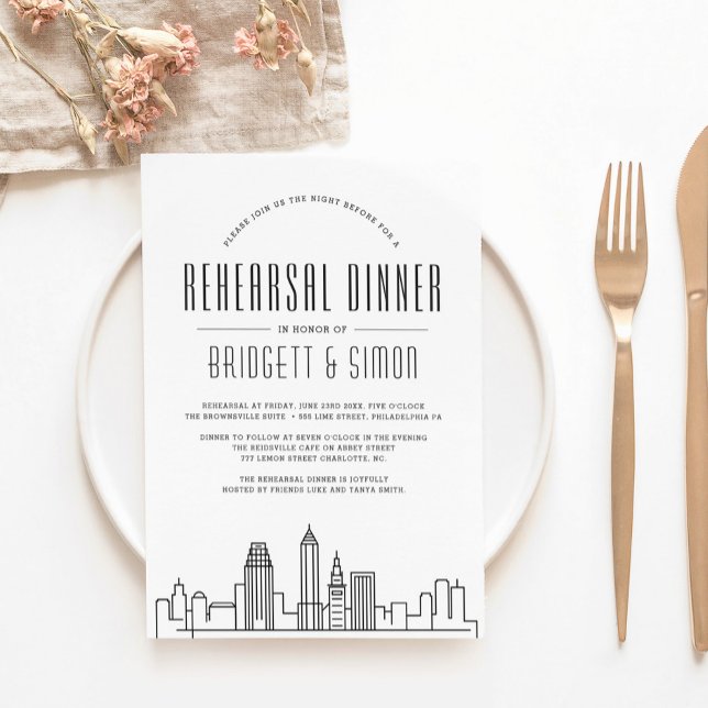 Cleveland, Ohio Rehearsal Dinner | City Skyline  Invitation (Creator Uploaded)