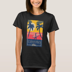 Cleveland Ohio Retro Palm Trees Surfer Beach Desig T-Shirt