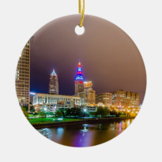 cleveland ohio sity skyline of downtown ceramic tree decoration