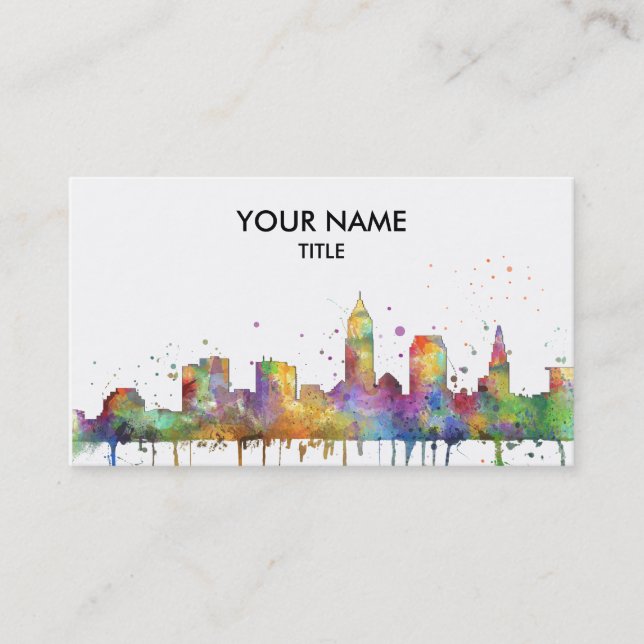 CLEVELAND, OHIO SKYLINE BUSINESS CARD (Front)