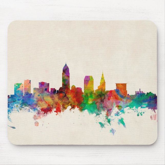 Cleveland Ohio Skyline Cityscape Mouse Pad (Front)