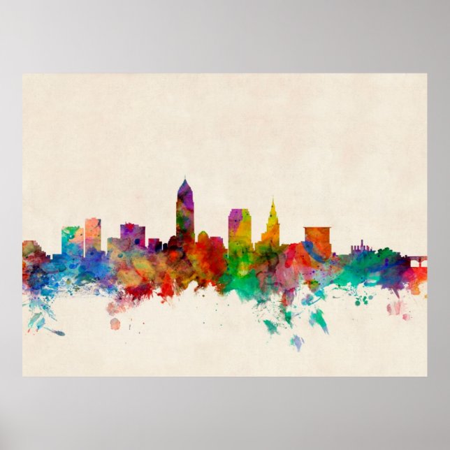 Cleveland Ohio Skyline Cityscape Poster (Front)