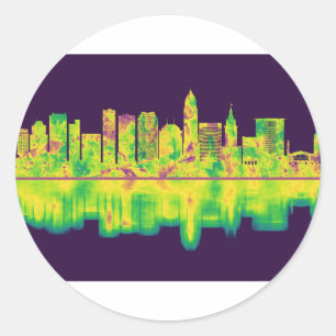 Cleveland Ohio Skyline Classic Round Sticker