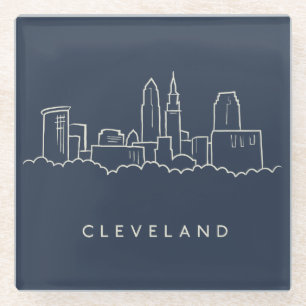 Cleveland Ohio Skyline Glass Coaster