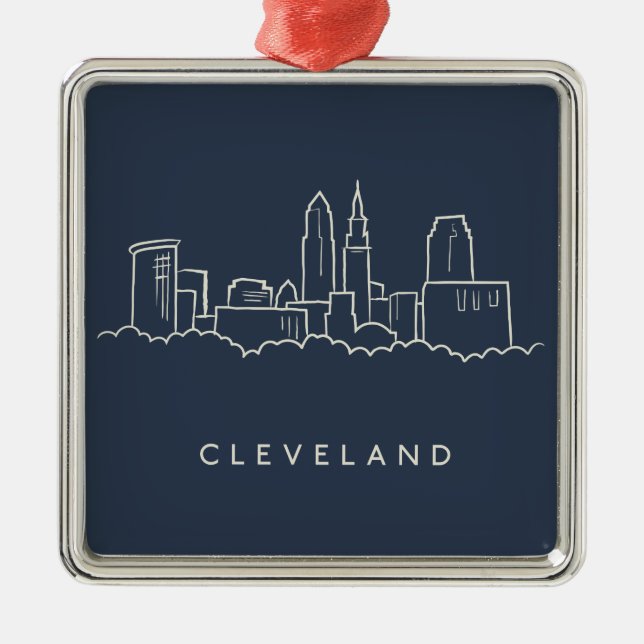 Cleveland Ohio Skyline Metal Ornament (Front)