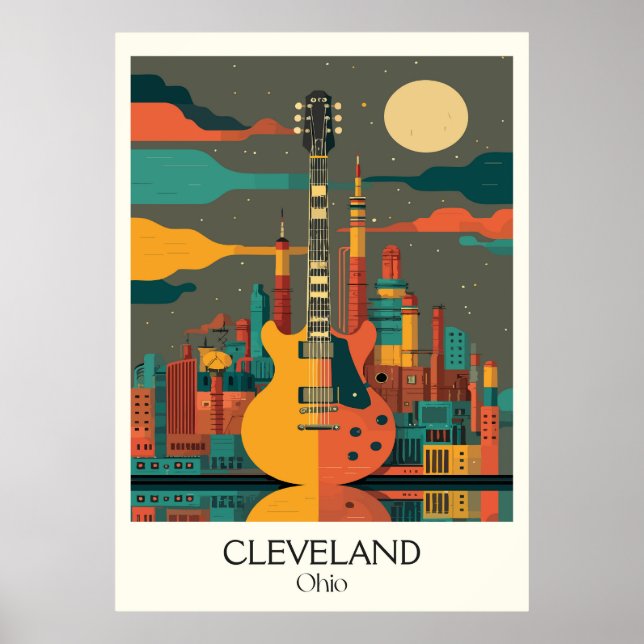 Cleveland Ohio Skyline Rock Roll Capital Lake Erie Poster (Front)