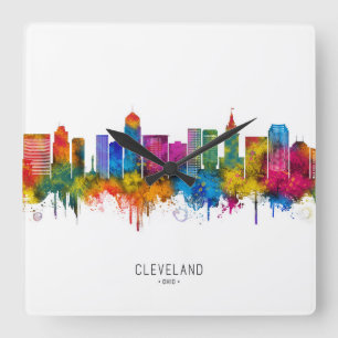 Cleveland Ohio Skyline Square Wall Clock