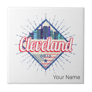 Cleveland Ohio United States Skyline Vintage USA Ceramic Tile