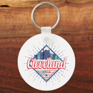 Cleveland Ohio United States Skyline Vintage USA Key Ring