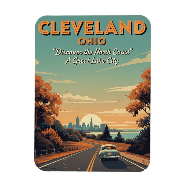 Cleveland Ohio Vintage Travel Magnet (Vertical)