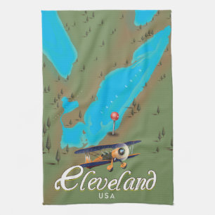 Cleveland,Ohio vintage Travel poster print art Tea Towel