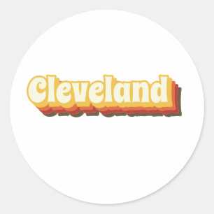 Cleveland Retro Vintage Text Classic Round Sticker
