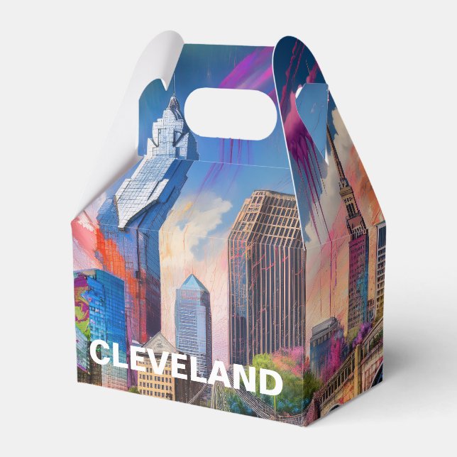 Cleveland Skyline Abstract Art Favour Box (Front Side)