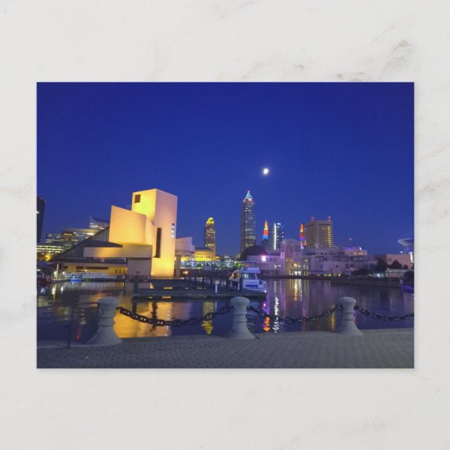 Cleveland skyline at night postcard (Front)