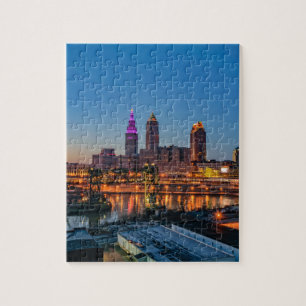 Cleveland Skyline at Sunset Jigsaw Puzzle